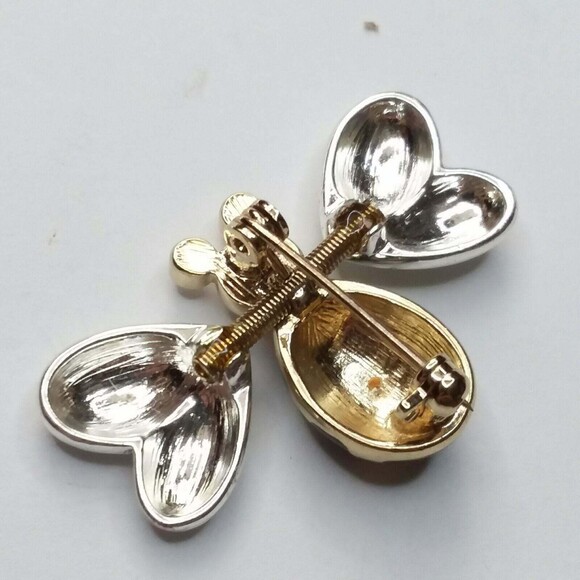 Trembler bee brooch pin bug insect gold silver black nature enamel fairy cottage - Picture 2 of 6